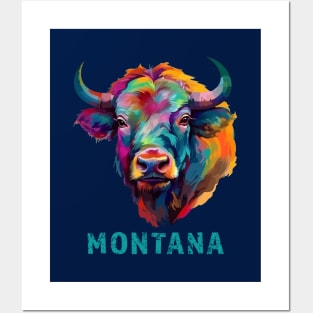 Montana American Bison Lover Buffalo for Men Women Souvenir Posters and Art